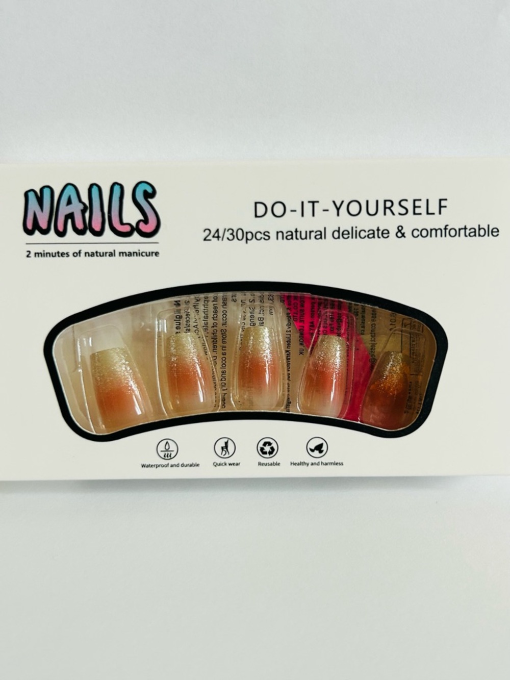 NAILS Do-It-Yourself Ombre Gold Accent Press-On Nails